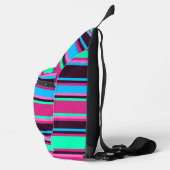 Vivid Magenta, Aqua en Blue Striped Naaitas Sling Bag (Rechts)