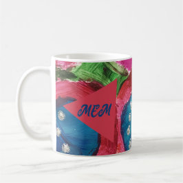 Vivid Magenta en Blue Abstract Coffee Mok