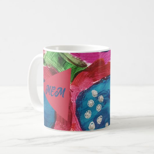 Vivid Magenta en Blue Abstract Coffee Mok (Voorkant links)