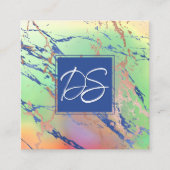 Vivid Marble | Monogram kleurrijke oude Waterverf Vierkante Visitekaartje (Voorkant)
