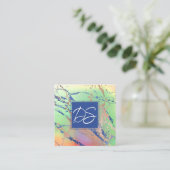 Vivid Marble | Monogram kleurrijke oude Waterverf Vierkante Visitekaartje (Staand voorkant)