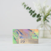 Vivid Marble | Monogram kleurrijke oude Waterverf Visitekaartje (Staand voorkant)