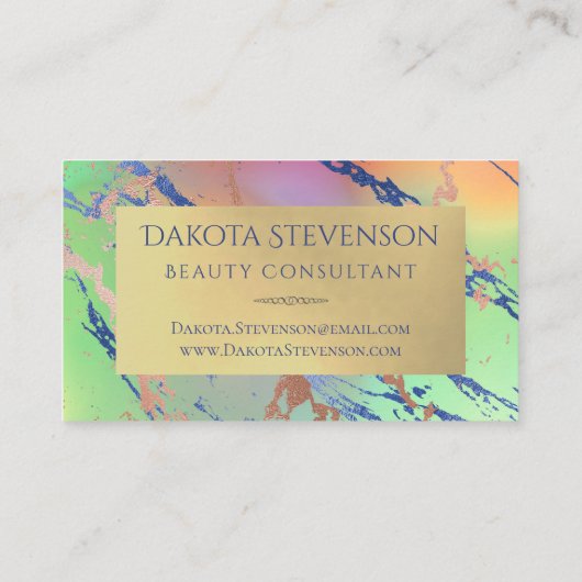 Vivid Marble | Monogram kleurrijke oude Waterverf Visitekaartje (Achterkant)