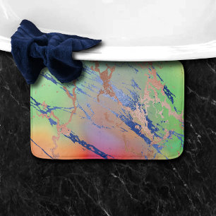 Vivid Marble   Waterverf van kleurrijk gebalste pa Badmat