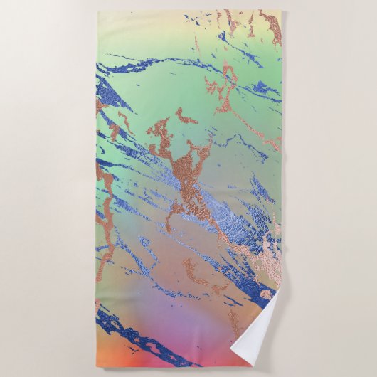 Vivid Marble | Waterverf van kleurrijk gebalste pa Strandlaken (Voorkant)