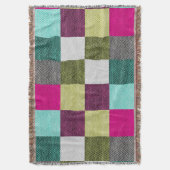 Vivid Multicolored Textured Wool Squares Deken (Voorkant Verticaal)