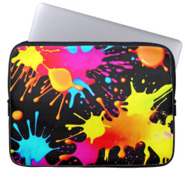 Vivid Neon Abstracte kunst in beweging Laptop Sleeve