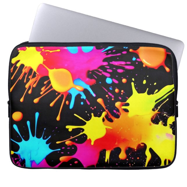 Vivid Neon Abstracte kunst in beweging Laptop Sleeve (Voorkant)