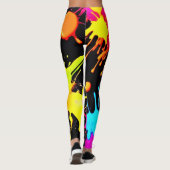 Vivid Neon Abstracte kunst in beweging Leggings (Achterkant)