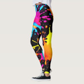 Vivid Neon Abstracte kunst in beweging Leggings (Links)