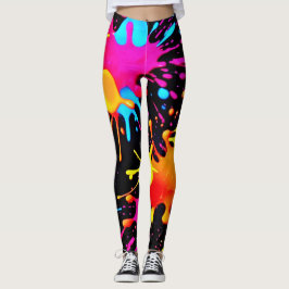 Vivid Neon Abstracte kunst in beweging Leggings