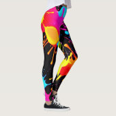Vivid Neon Abstracte kunst in beweging Leggings (Rechts)