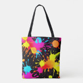 Vivid Neon Abstracte kunst in beweging Tote Bag (Achterkant)