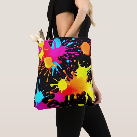Vivid Neon Abstracte kunst in beweging Tote Bag (Dichtbij)
