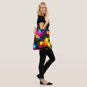 Vivid Neon Abstracte kunst in beweging Tote Bag (Op model)