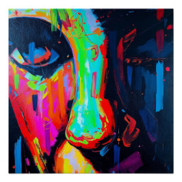 Vivid Neon Expression Abstract Gezicht Modern Kuns Perfect Poster