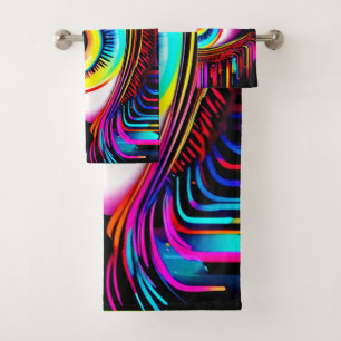 Vivid Neon Eye met smeltende kleuren Bad Handdoek