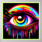 Vivid Neon Eye met smeltende kleuren Poster (Voorkant)