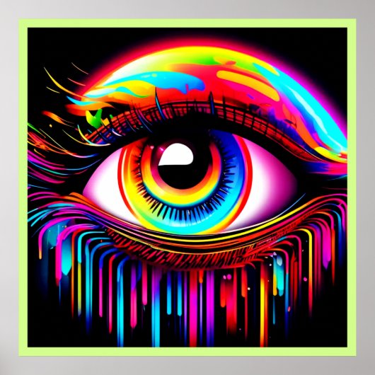 Vivid Neon Eye met smeltende kleuren Poster (Voorkant)