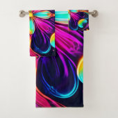 Vivid Neon Floral Mandala Art Bad Handdoek (Insitu)