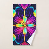 Vivid Neon Floral Mandala Art Bad Handdoek (Handdoek)