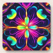 Vivid Neon Floral Mandala Art Bier Onderzetter (Voorkant)