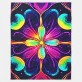 Vivid Neon Floral Mandala Art Fleece Deken (Voorkant)