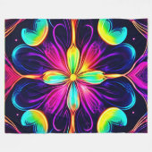 Vivid Neon Floral Mandala Art Fleece Deken (Voorkant (Horizontaal))