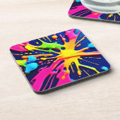 Vivid Neon Splashes Bier Onderzetter (Linkerzijde)