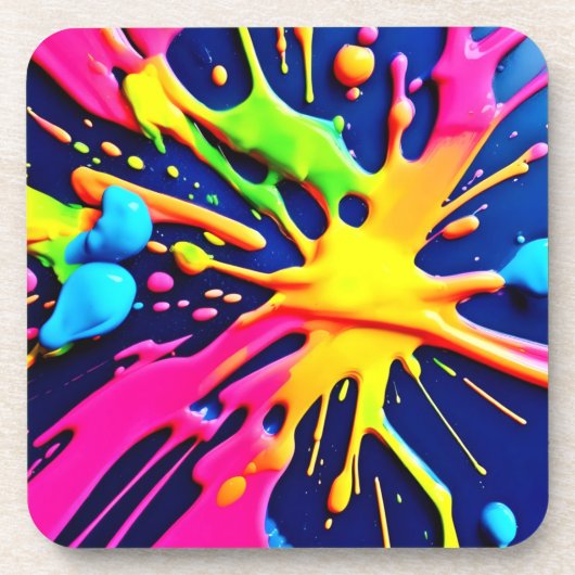 Vivid Neon Splashes Bier Onderzetter (Voorkant)