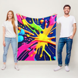 Vivid Neon Splashes Fleece Deken