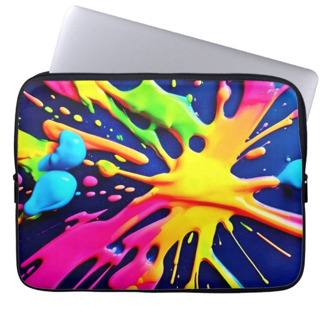 Vivid Neon Splashes Laptop Sleeve (Voorkant)