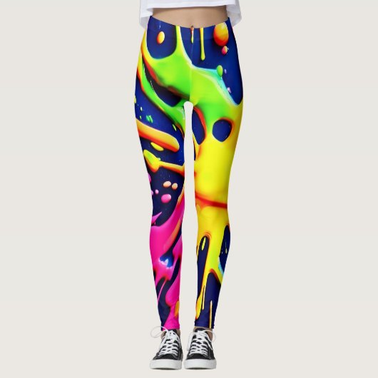 Vivid Neon Splashes Leggings (Voorkant)