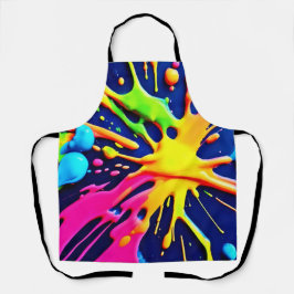 Vivid Neon Splashes Schort
