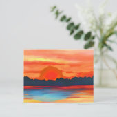 Vivid Ocean Sunset in Fiery Oranje Briefkaart (Staand voorkant)