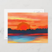 Vivid Ocean Sunset in Fiery Oranje Briefkaart (Voorkant / Achterkant)