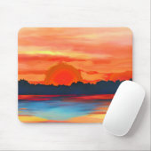 Vivid Ocean Sunset in Fiery Oranje Muismat (Met muis)