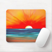 Vivid Ocean Sunset in Oranje en blauw Muismat (Met muis)