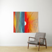 Vivid Ocean Sunset in Oranje en blauw Wandkleed (In Situ (horizontaal))