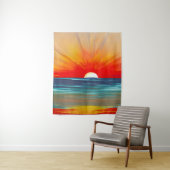 Vivid Ocean Sunset in Oranje en blauw Wandkleed (In situ)