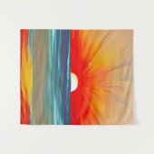 Vivid Ocean Sunset in Oranje en blauw Wandkleed (Voorkant (horizontaal))