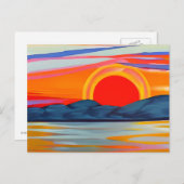 Vivid Ocean Sunset Over Mountains Briefkaart (Voorkant / Achterkant)