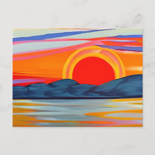 Vivid Ocean Sunset Over Mountains Briefkaart (Voorkant)