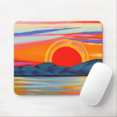 Vivid Ocean Sunset Over Mountains Muismat (Met muis)