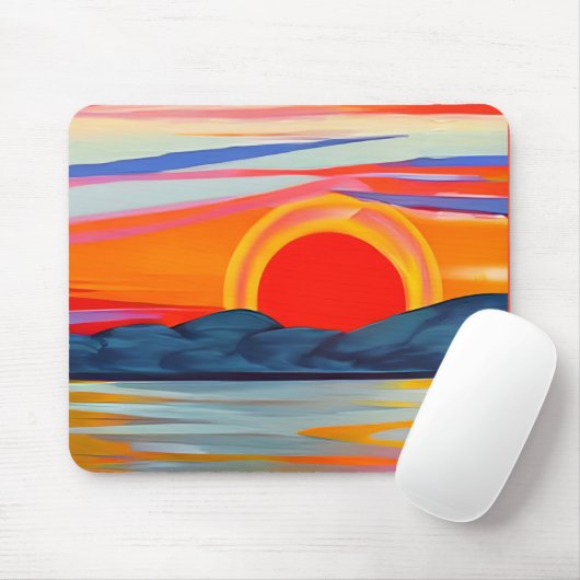 Vivid Ocean Sunset Over Mountains Muismat (Met muis)