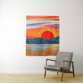 Vivid Ocean Sunset Over Mountains Wandkleed (In situ)