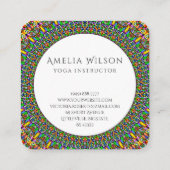 Vivid Oerwoud Garden Mandala Vierkante Visitekaartje (Achterkant)
