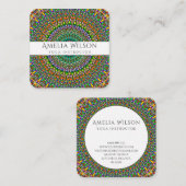 Vivid Oerwoud Garden Mandala Vierkante Visitekaartje (Voorkant / Achterkant)