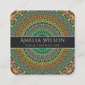 Vivid Oerwoud Garden Mandala Vierkante Visitekaartje (Voorkant)