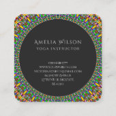 Vivid Oerwoud Garden Mandala Vierkante Visitekaartje (Achterkant)